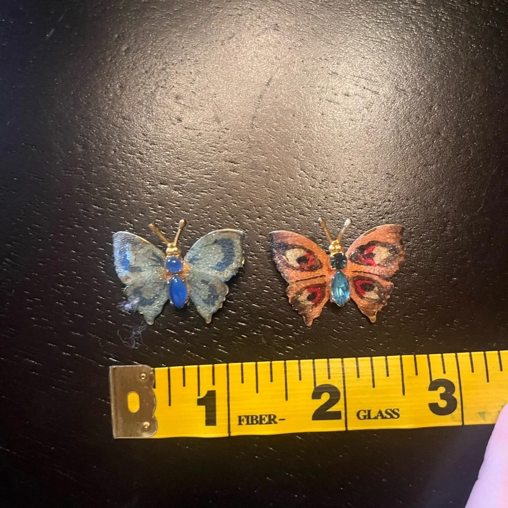 Vintage Butterfly Enamel Brooch Set